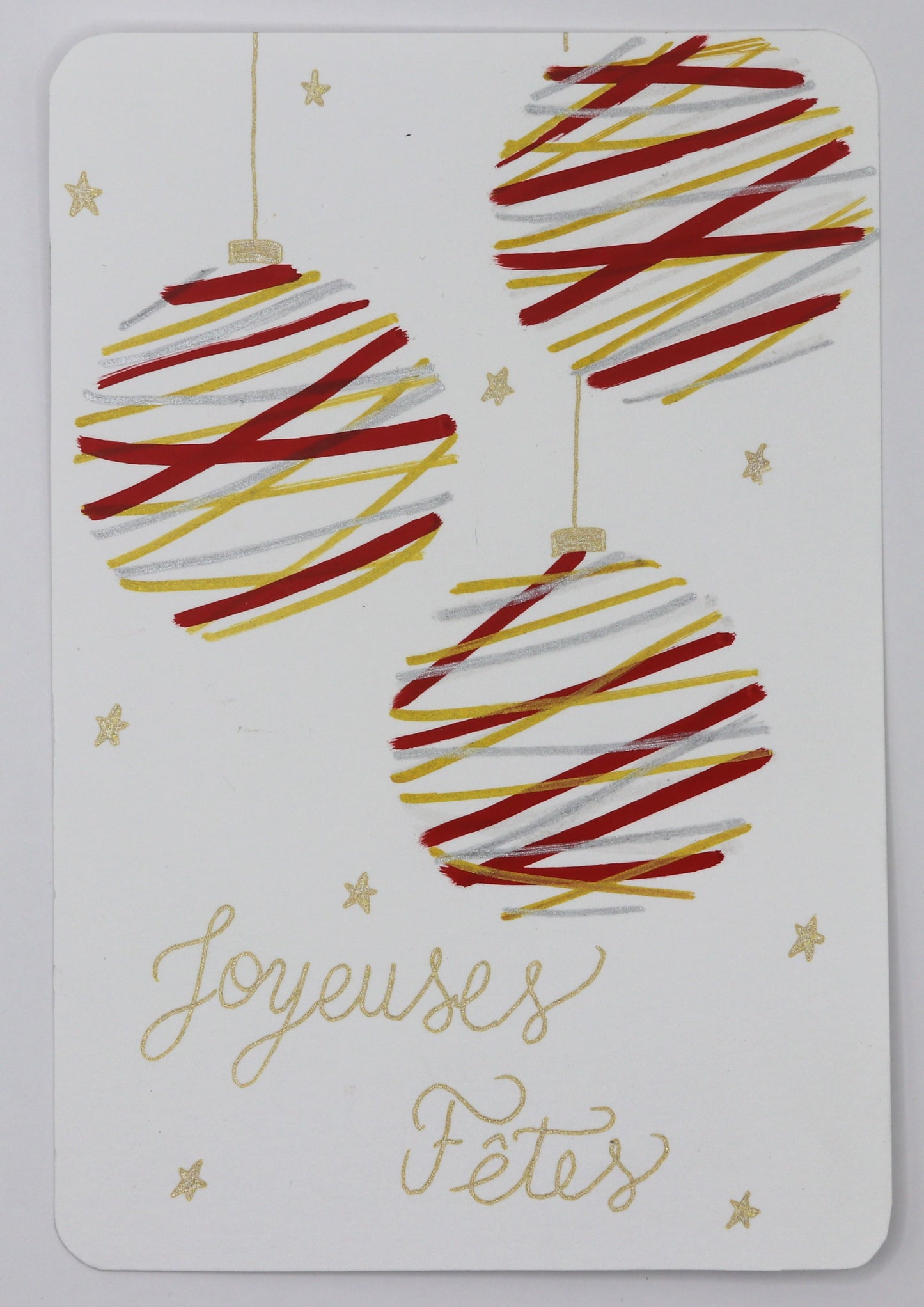 Carte de Vœux Boules Rouge Doré