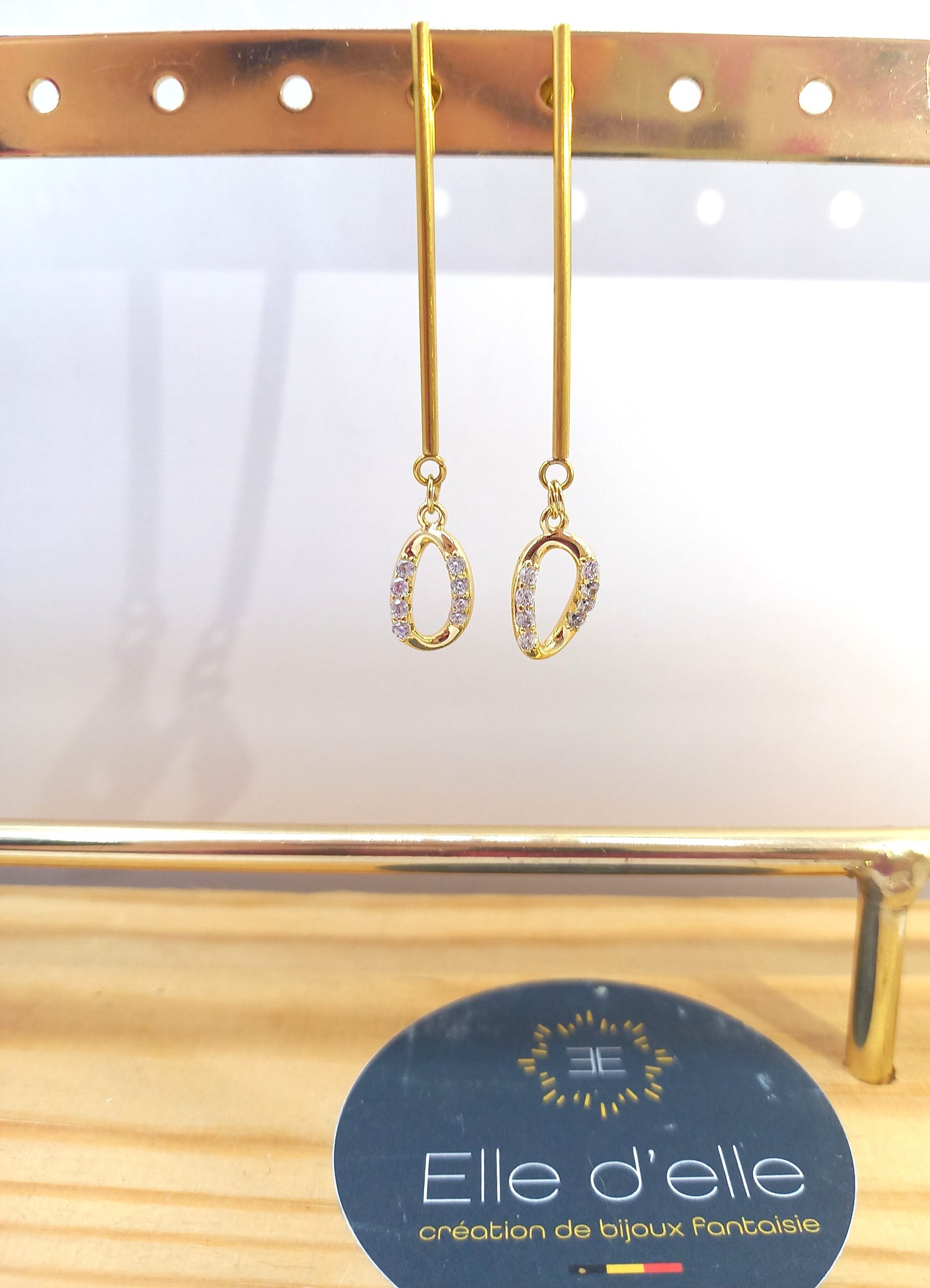 Boucle d'oreille - tige oval brillant