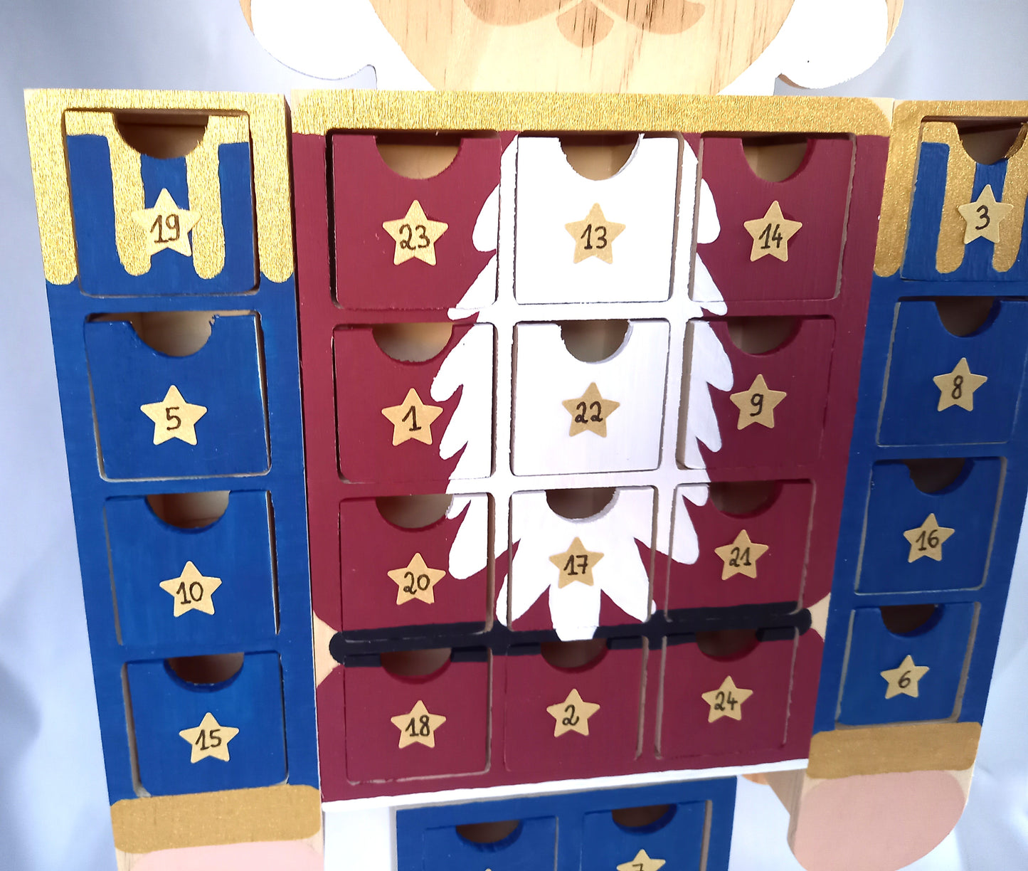 Calendrier de l'avent casse-noisette bordeaux-bleu