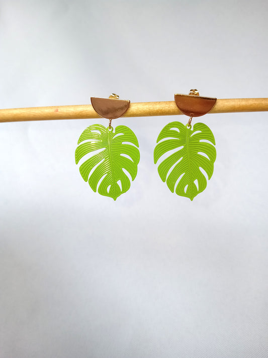 Boucles d'oreilles feuille tropicale