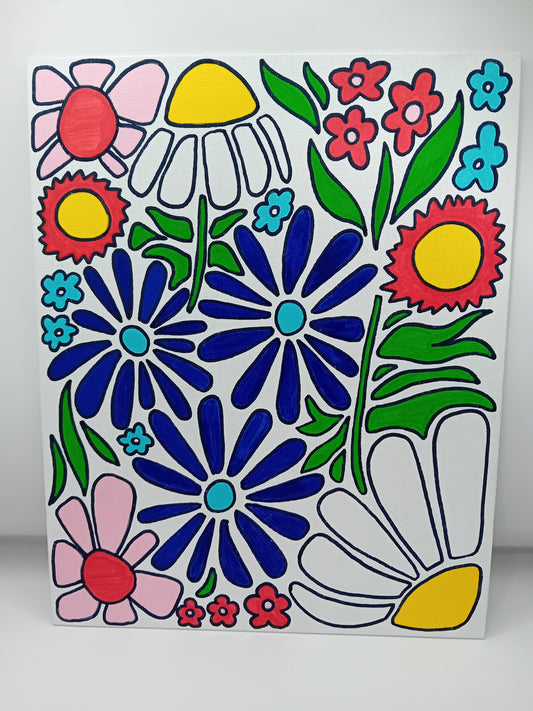 cadre fleur coloré fait main