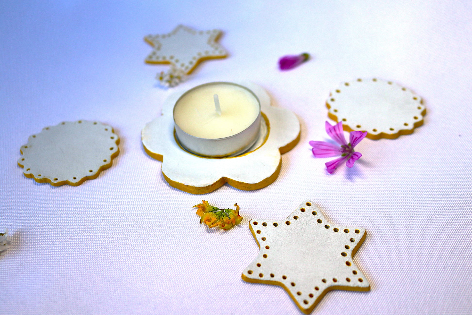 Ensemble pour bougie et accessoire de decoration fait main