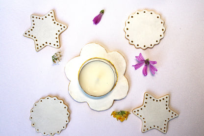 Lot de 4 décorations de table de forme rond et étoile fait main