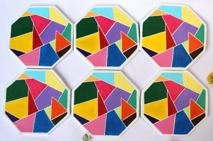 Lot de 6 dessous de verre géométrique fait main