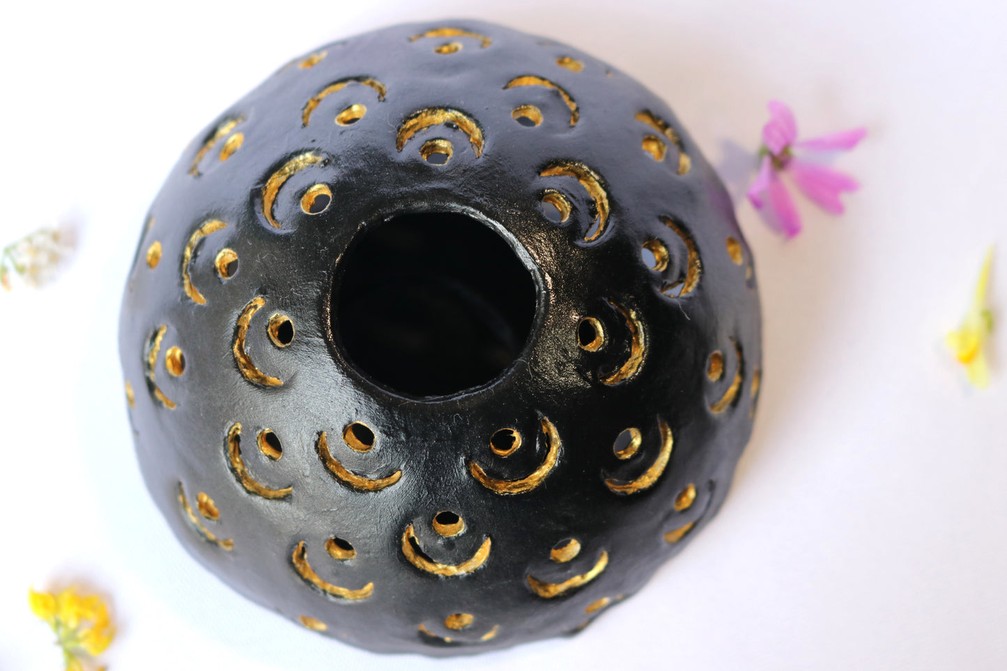 Photophore couleur noir doré fait main