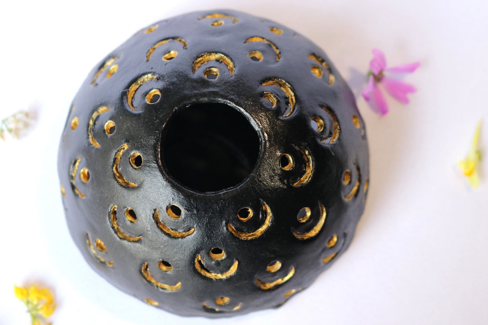 Photophore couleur noir doré fait main