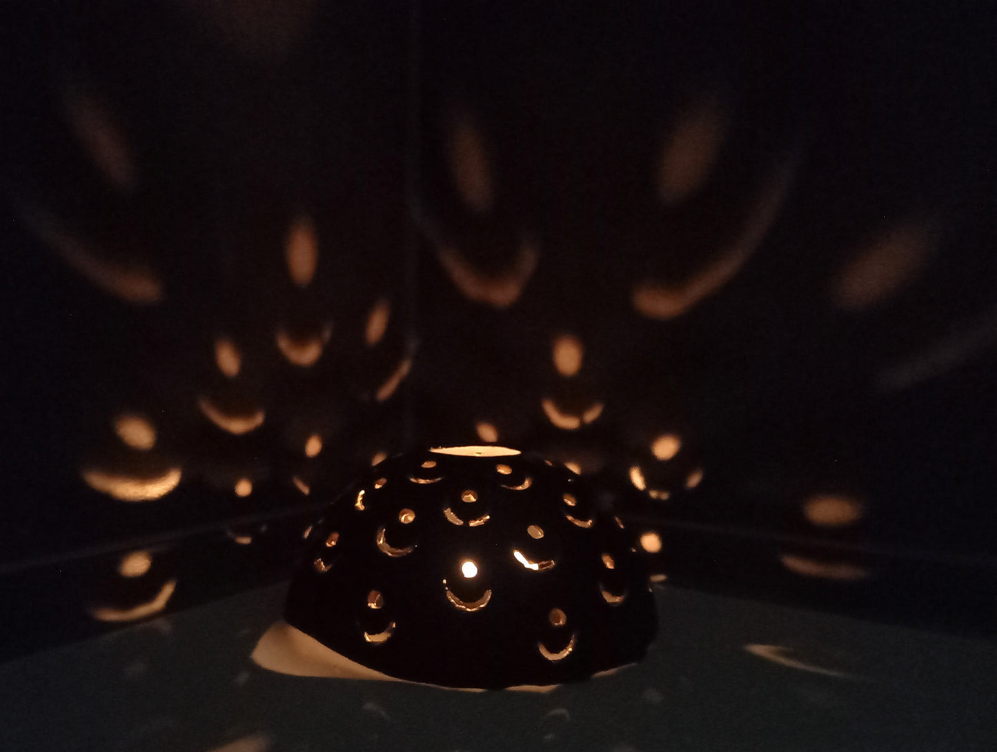 Photophore couleur noir dore sans lumiere fait main