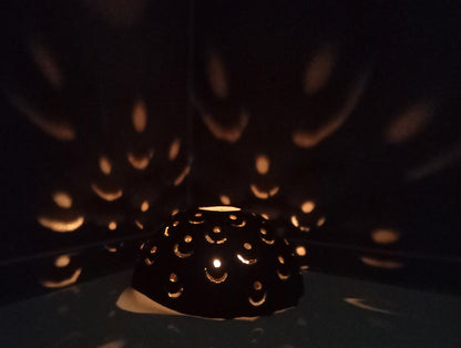 Photophore couleur noir dore sans lumiere fait main