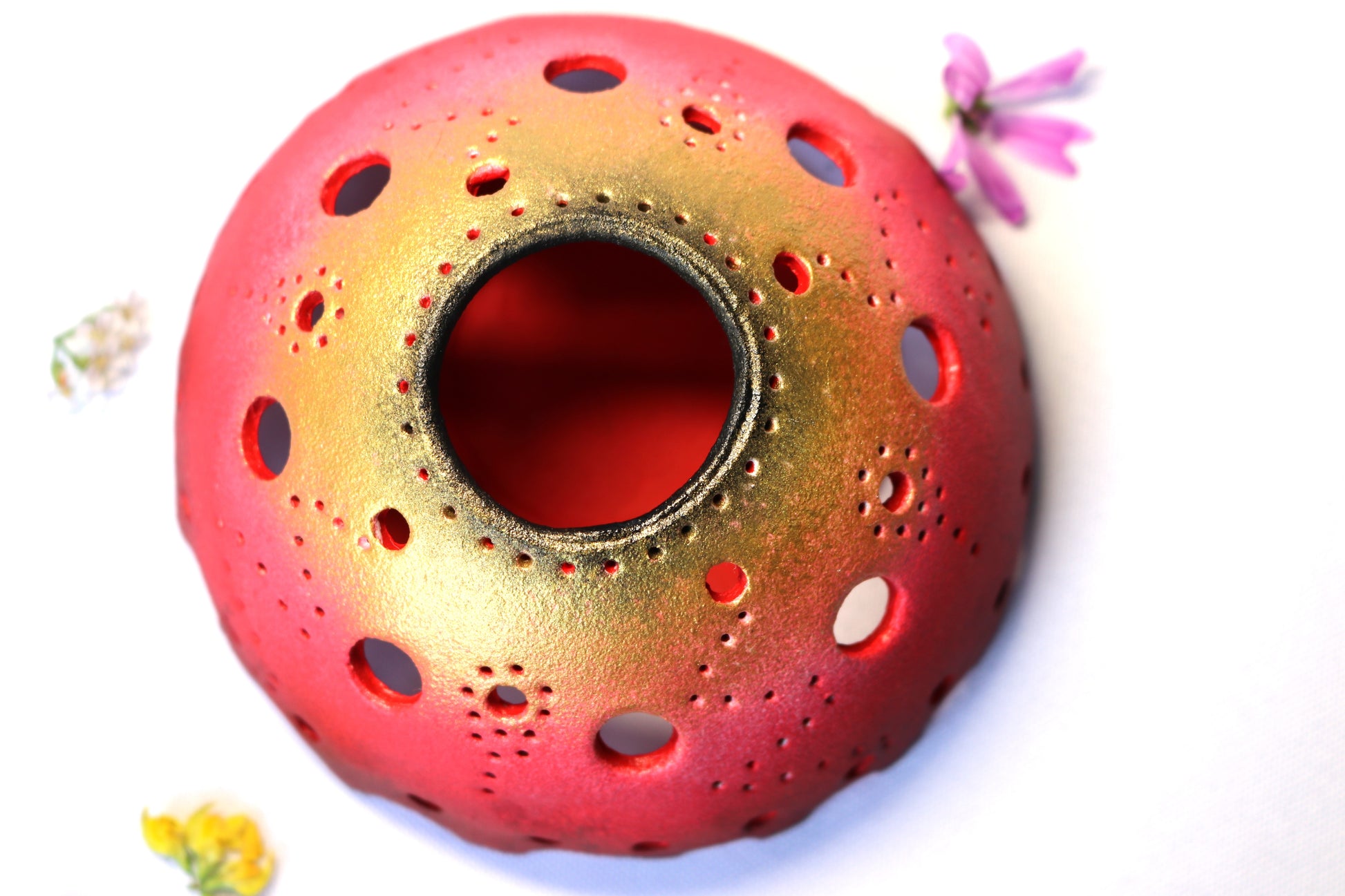 Photophore couleur rouge fait main