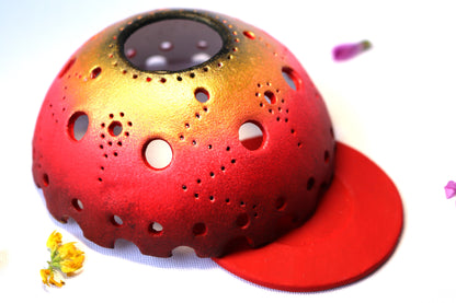 Photophore couleur rouge noir doré fait main