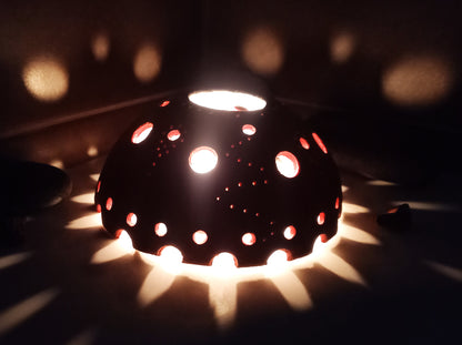 Photophore couleur rouge noir doré sans lumière fait main