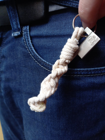 Porte clé macramé corde beige fait main