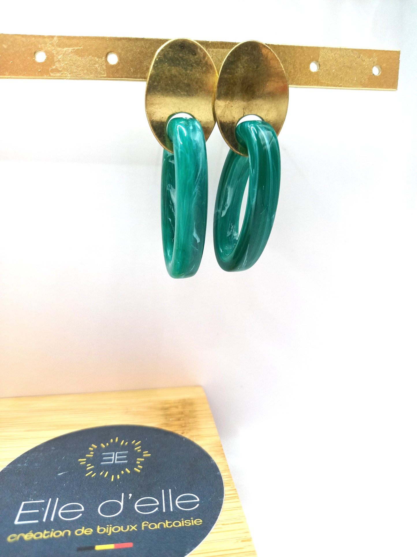 Boucle d'oreille - ovale anneau vert