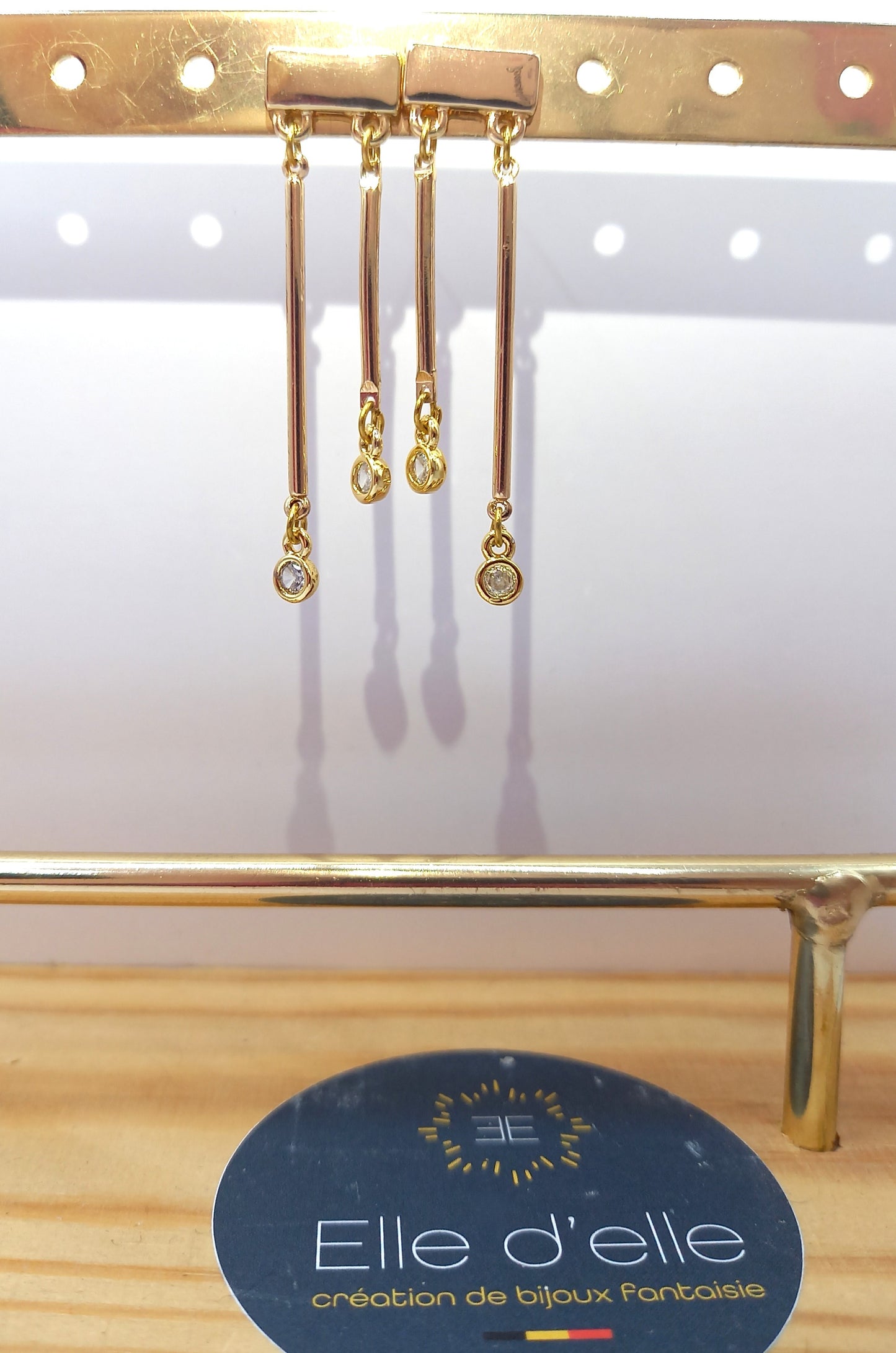 Boucle d'oreille - double tige - transparent