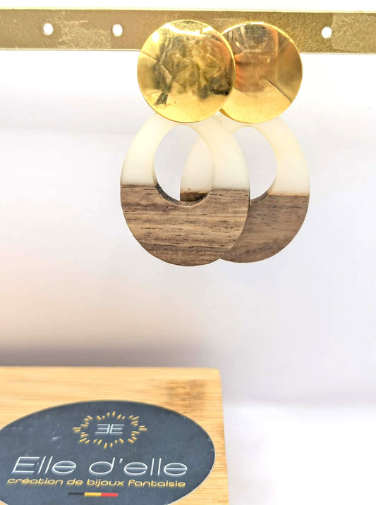 Boucle d'oreille - goutte bois