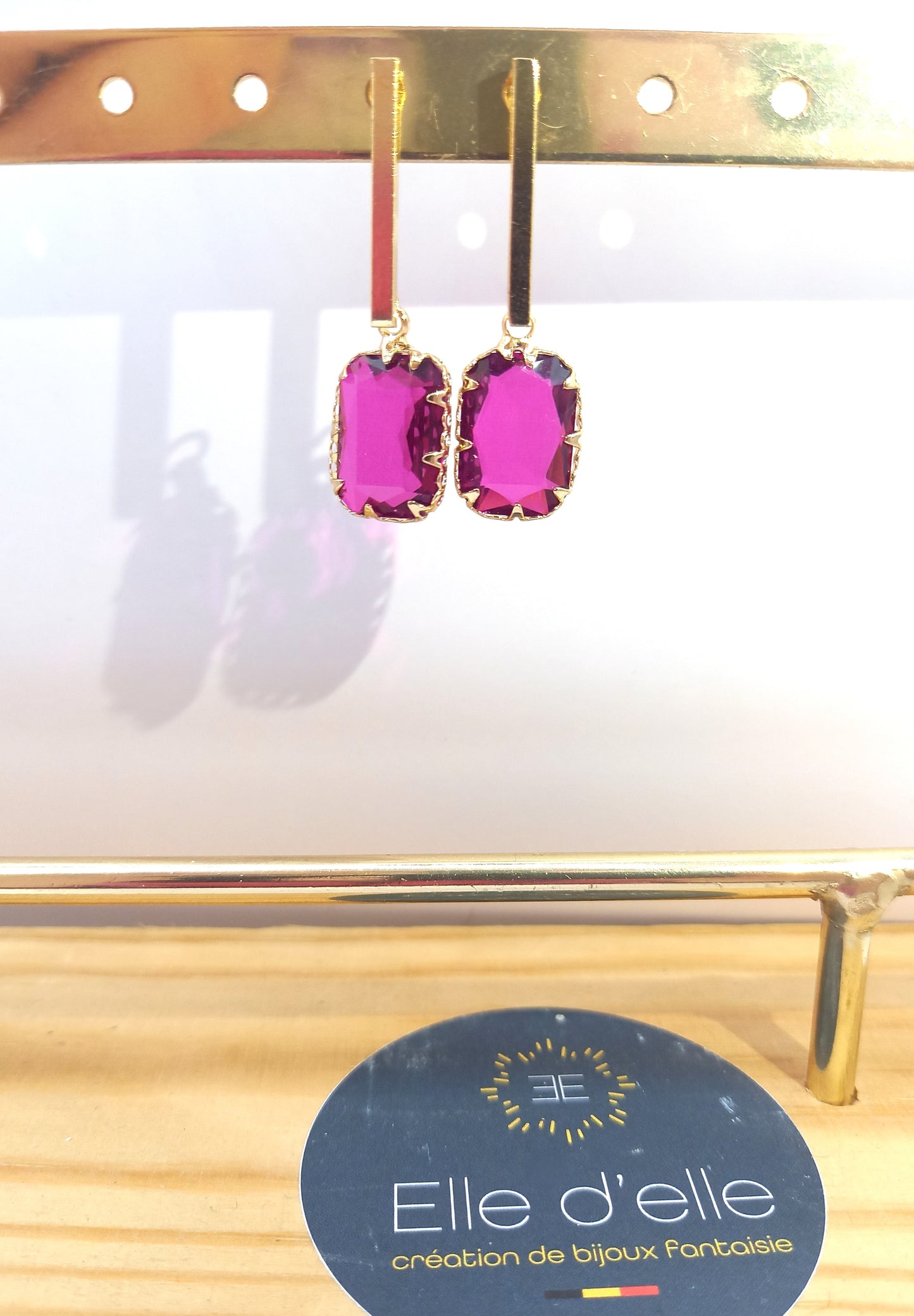 Boucle d'oreille - pierre rose