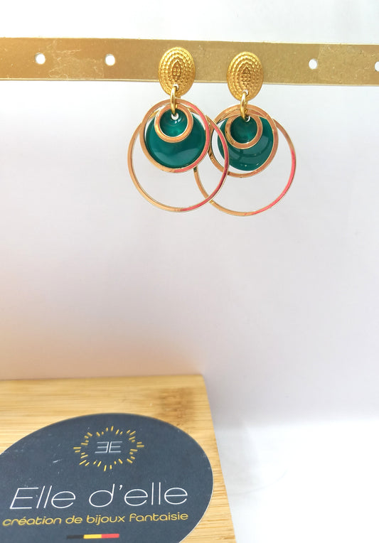 Boucle d'oreille - ronds verts