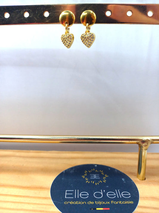 Boucle d'oreille - cœur brillant