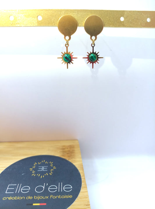 Boucle d'oreille - étincelle verte