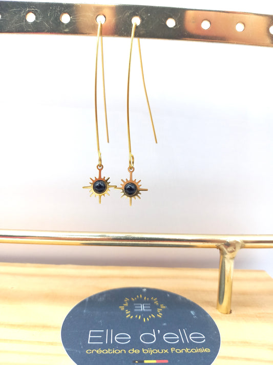 Boucle d'oreille - fine étoile noire