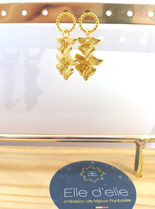 Boucle d'oreille - fleurs dorées