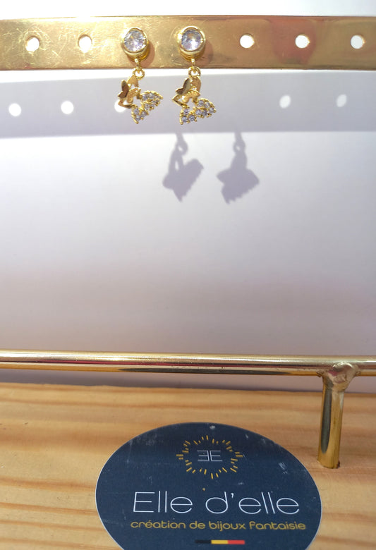 Boucle d'oreille - papillon brillant