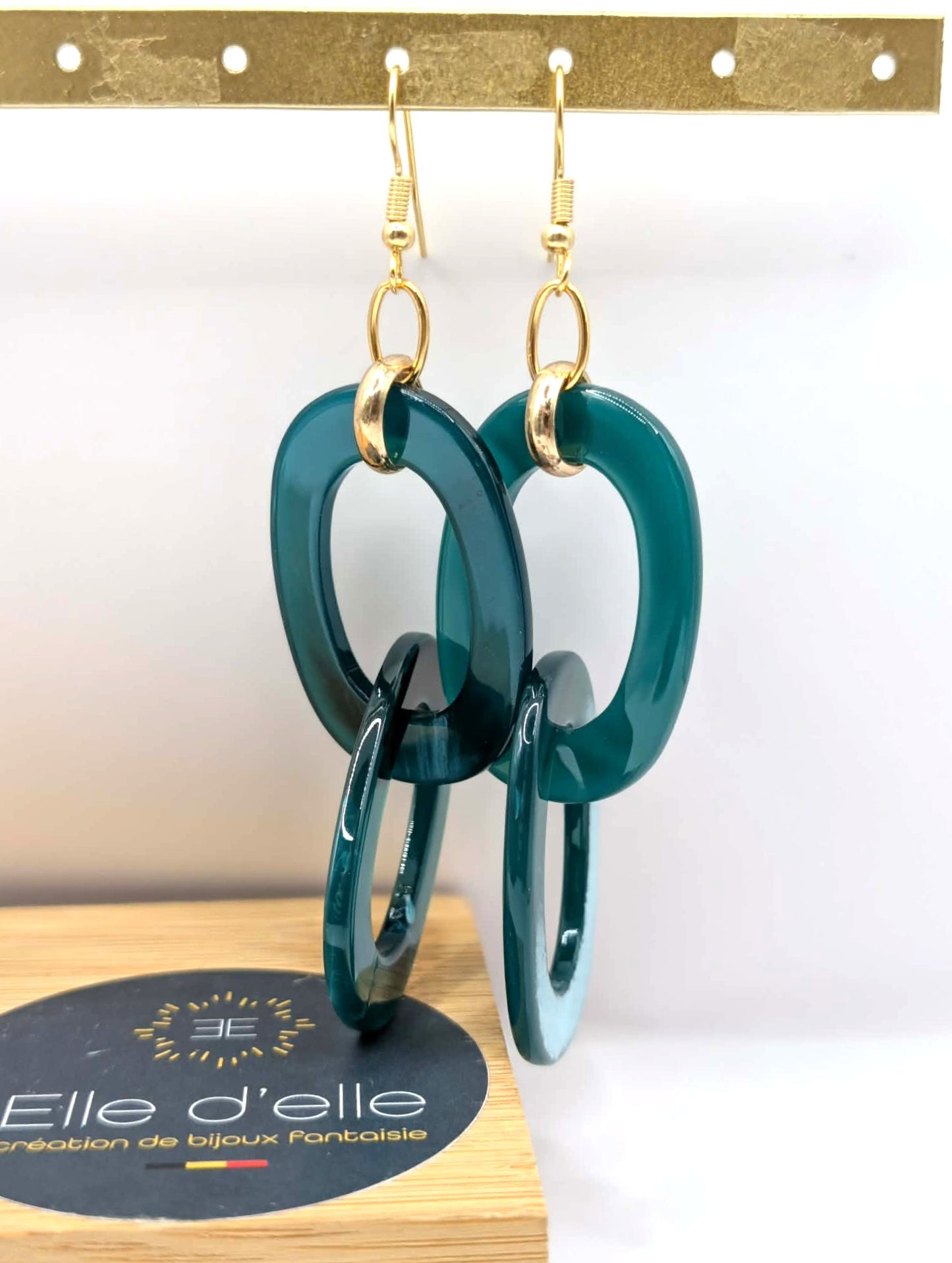 Boucle d'oreille - ronds pierres vertes