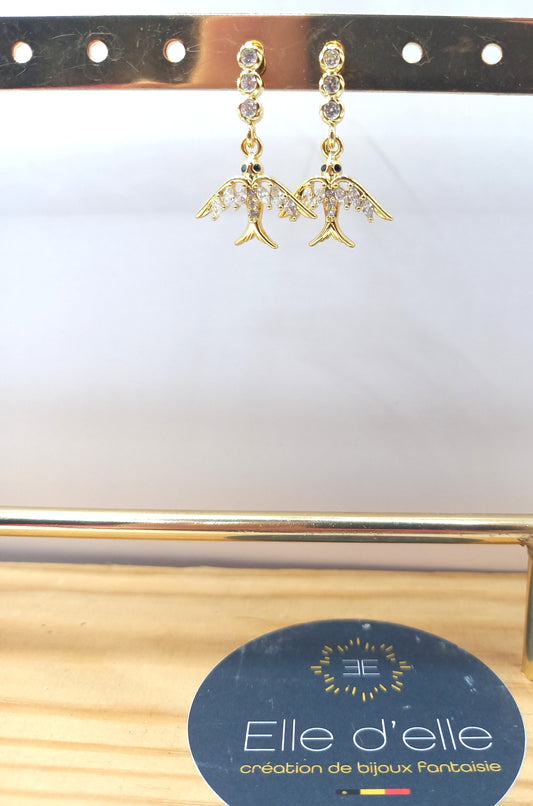 Boucle d'oreille - oiseau brillant