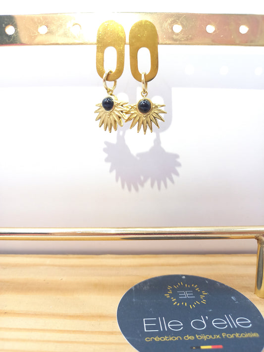 Boucle d'oreille - soleil-étoile noir