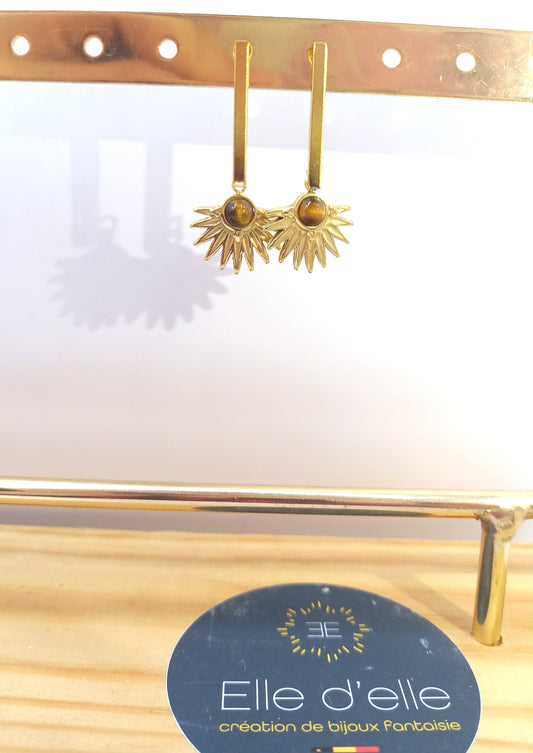 Boucle d'oreille - soleil - étoile brun