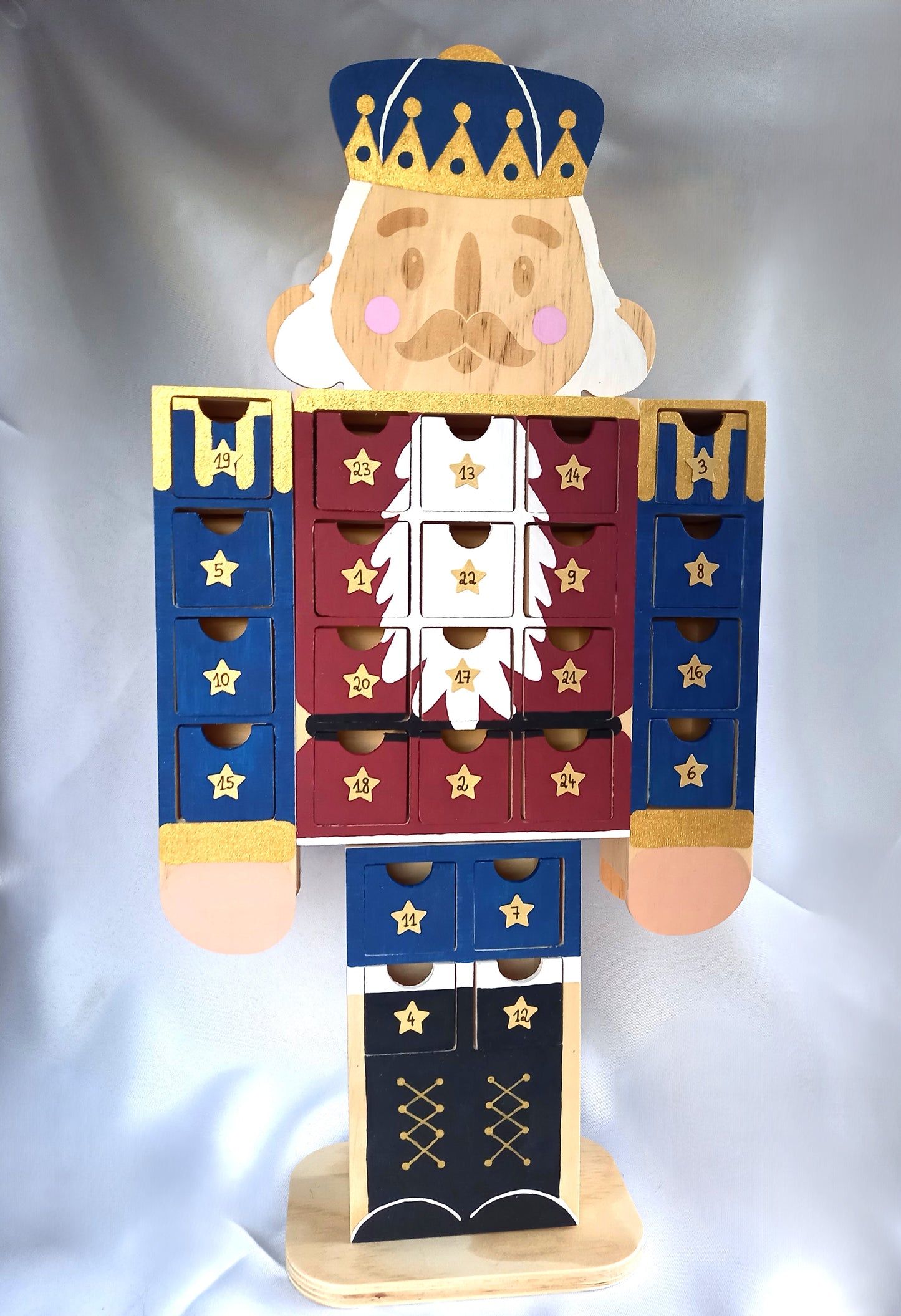 Calendrier de l'avent casse-noisette bordeaux-bleu