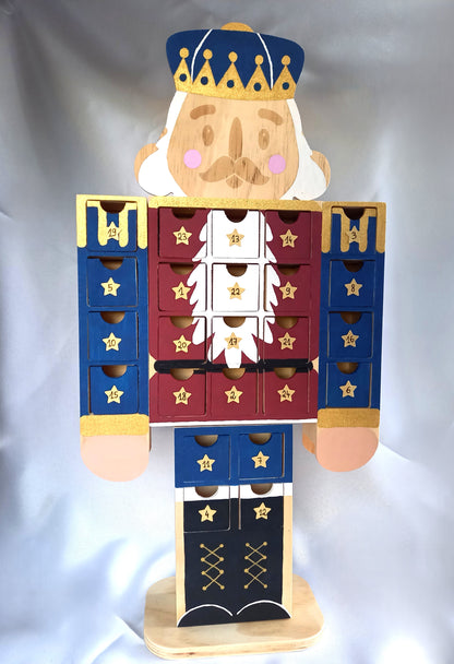 Calendrier de l'avent casse-noisette bordeaux-bleu