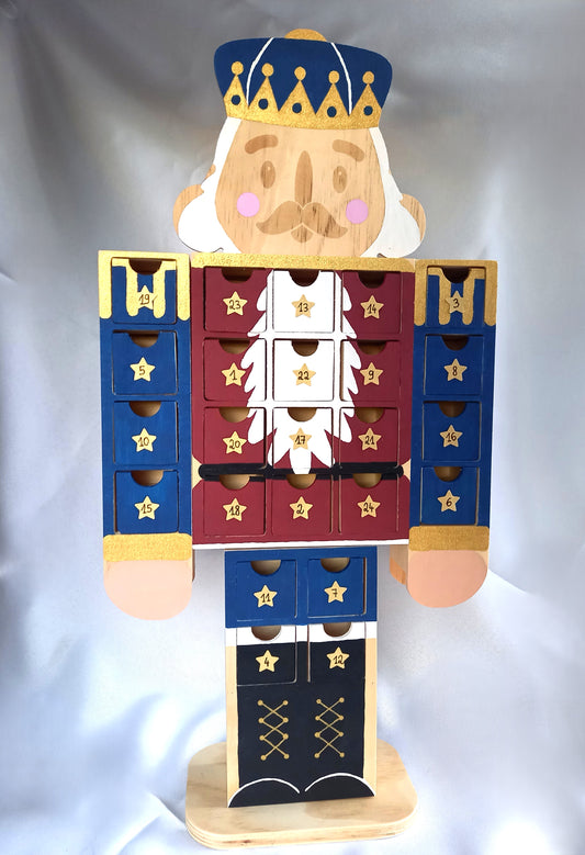 Calendrier de l'avent casse-noisette bordeaux-bleu