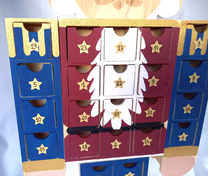 Calendrier de l'avent casse-noisette bordeaux-bleu